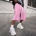 thumbnail image 4 of Hsovts Men's Baggy Sweat Shorts 2026 Fleece Cotton Y2k Shorts Casual Under Knee Shorts Raw Hem Gym Shorts with Pockets Pink 2XL, 4 of 6