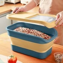 Pet Food Storage Containers with Hinged Lid Wheels, Airtight Collapsible Dog Food Container for Dog Cat Food 16.9x9.8x7.9 Inch Yellow