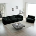 thumbnail image 4 of CoSoTower Sofa Set of 3, 1+1+3 Seats Living Room Sofa Set, Accent Chair, Loveseat, and Three-Seat Sofa Modern Style Round Arms 3 Piece Sofa Set, Black Chenille, 4 of 9