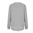 thumbnail image 5 of ZHYou Women's Long Sleeve Tops Black White Stripes Stylish Loose Fit Crew Neck Button T-Shirt Tops, 5 of 6