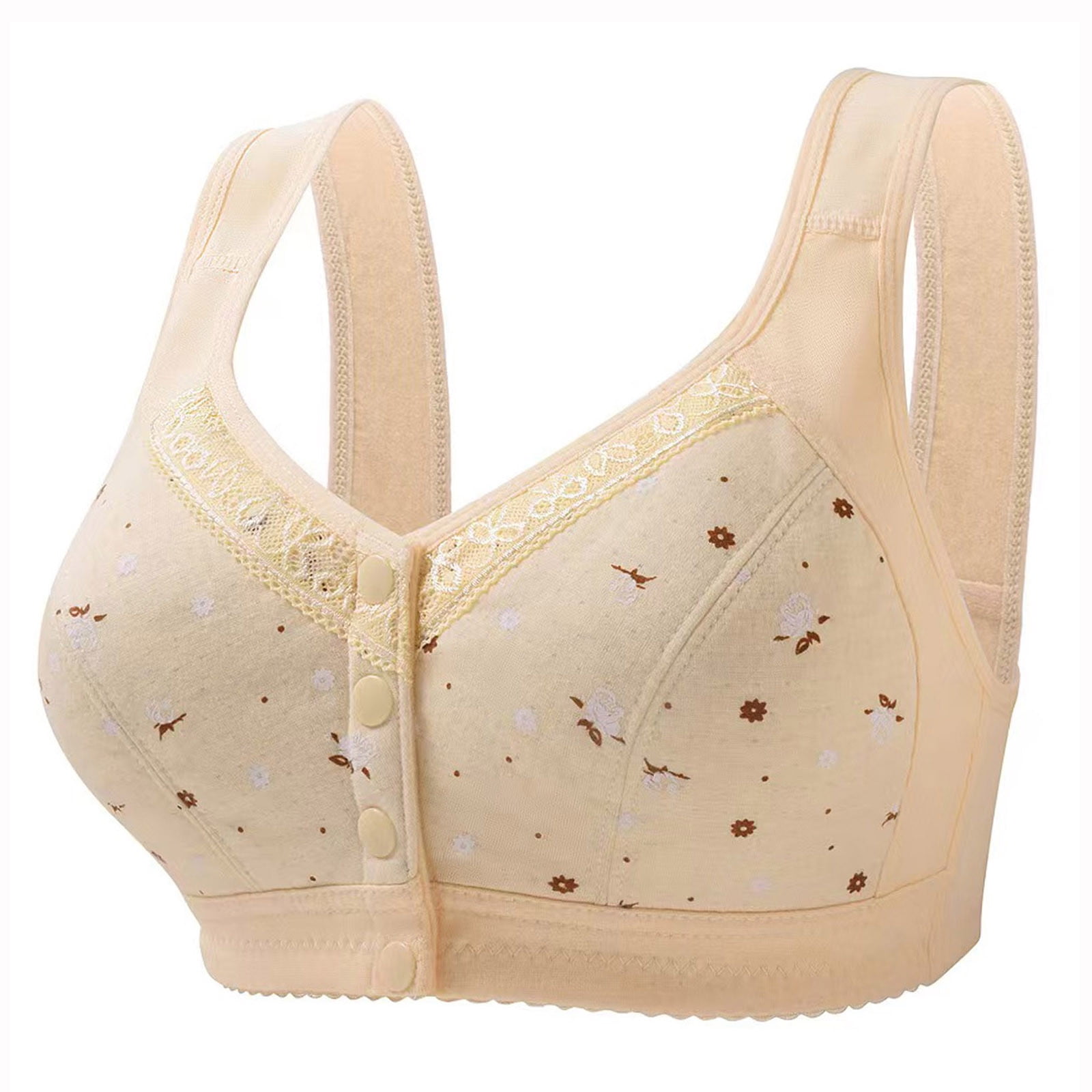 yievot 5 Pack Front Closure Bras for Womens Bras Front Snaps Seniors Snap Front Bra Older Women Comfort Everyday Bras Wireless Push Up Bra