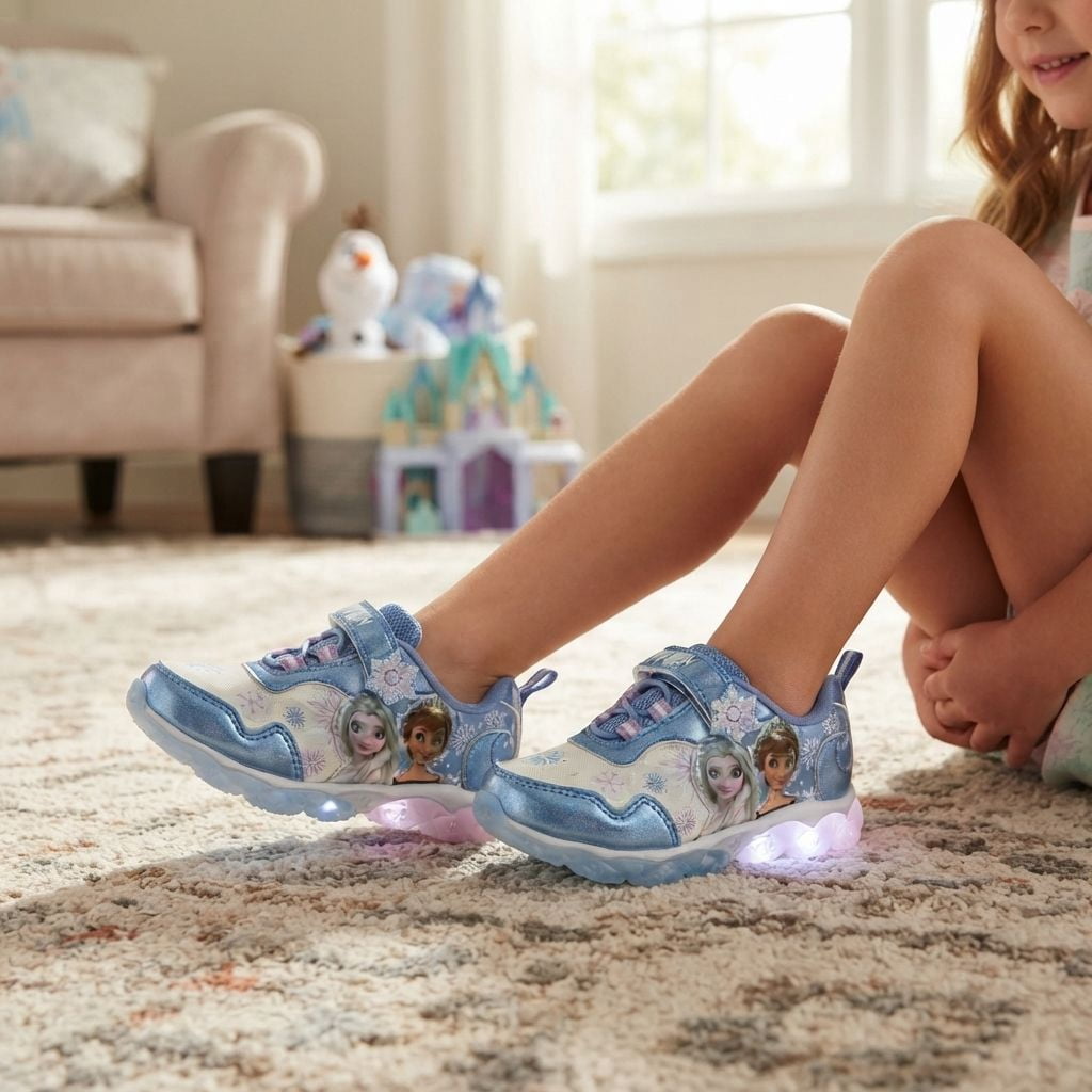 Disney Frozen Girls’ Light-Up Sneakers – Elsa & Anna Athletic Shoes (Little Kid / Big Kid)