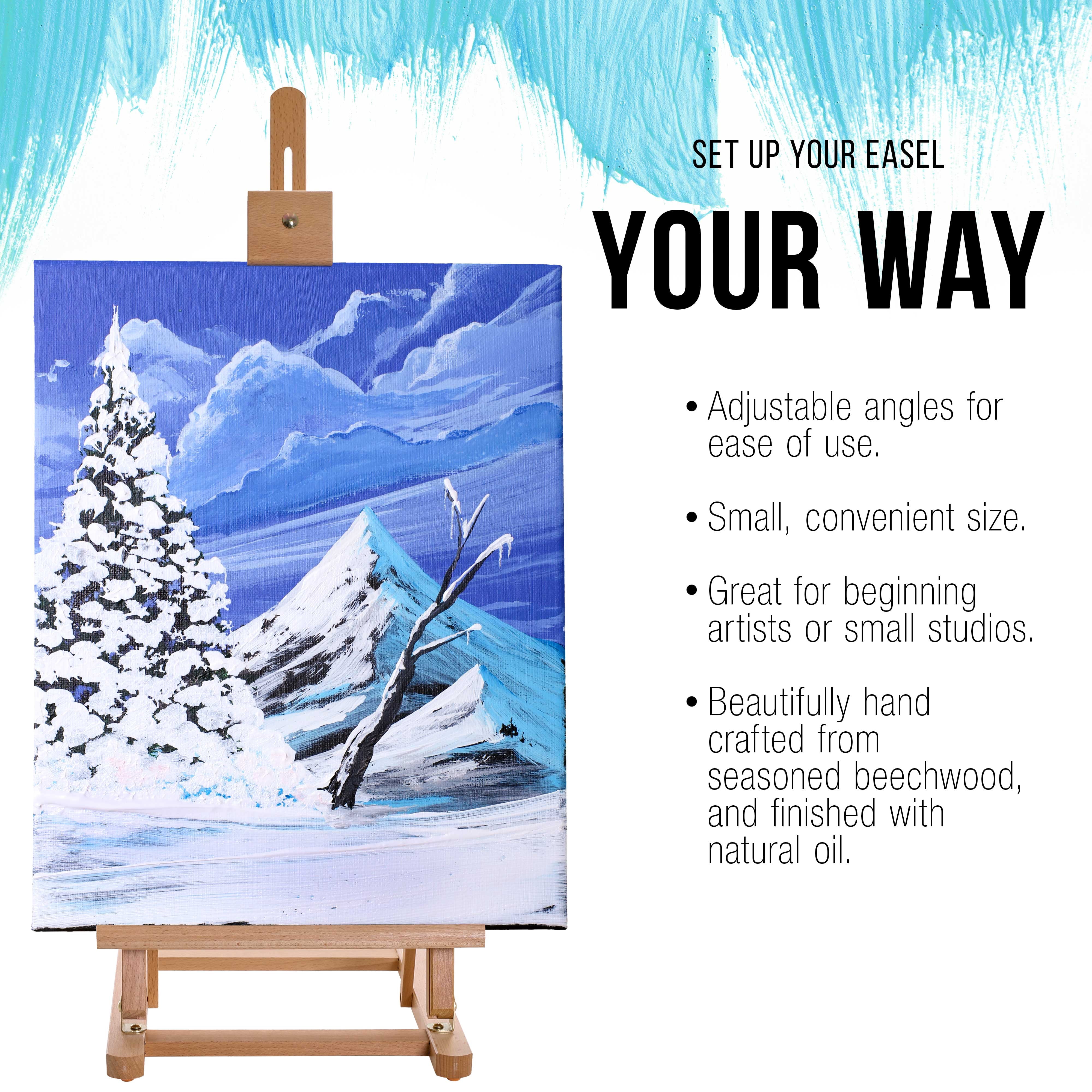 U.S. Art Supply 38" High Tabletop Wooden H-Frame Studio Easel - Artists Adjustable Beechwood Painting Display Easel, 22"