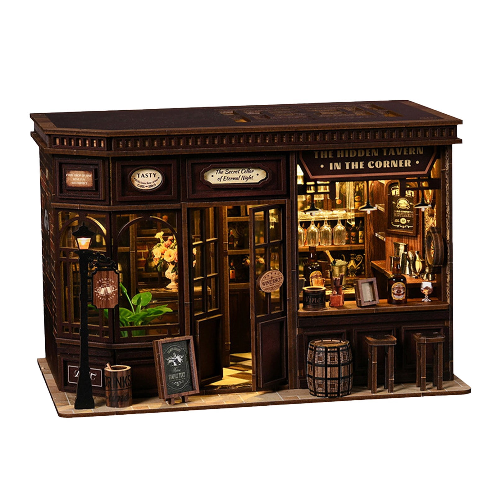 DIY Miniature House Assembly Model, 9Inch Wooden Desktop Ornament Craft Kit for Adults, Creative Home Office Decoration