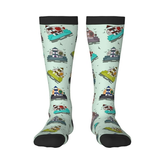 Hirioo Lighthouse for Adult Stockings Breathable Sock Non-Pilling,Contrasting Color Design