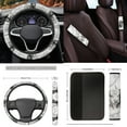 thumbnail image 5 of Yuyamidu White Marble Print Car Seat Covers Full Set with Carpet Mats Highland Cow Steering Wheel Cover Seat Belt Cover Coaster Gear Shift Knob Cover Set Universal Fit, 15 Piece, 5 of 6