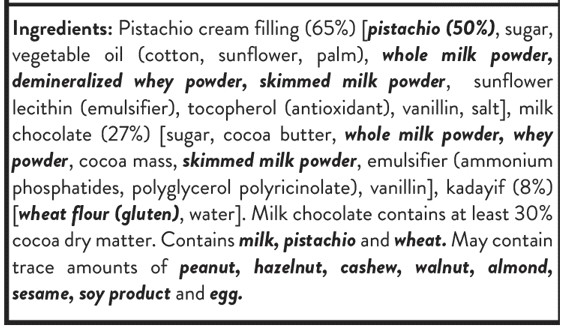 Patislove Dubai Style Milk Chocolate Bar with Pistachio Cream and Crispy Kadayif, 1.06 oz