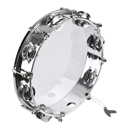 Andoer 10-inch Tambourine Handbell Hand Drum with Double Row Jingles Percussion Instrument