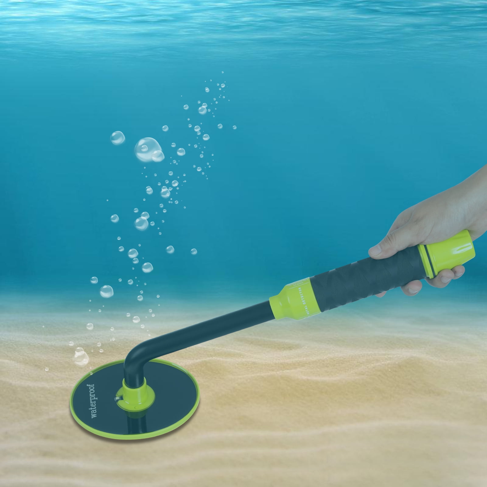 Wildnix Waterproof Metal Detector for Kids, Pulse Induction, with Adjustable Length, LED Light, Vibration Alarm, and Shovel/Rake Included