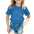 thumbnail image 1 of LUOGENLI T-Shirt pour Filles Mode Décontractée pour Enfants Imprimé de Collation des Grades Col Rond Manches Courtes T-Shirt (3 13 Ans) pour Filles Entraînement Bleu 3-4 Ans, 1 of 1