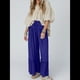 thumbnail image 4 of Pantalones Palazzo Holgados de Playa con Cintura Alta Elástica, Dobladillo con Volantes y Pierna para Mujer Azul XS, 4 of 7