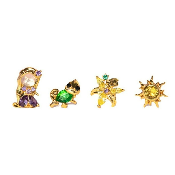 Pendientes De Tuerca De Princesa De Dibujos Animados/Piercing De Moda Hipoalergénicos