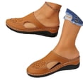 thumbnail image 6 of Miluxas Women's Breathable Hollow Cutout Wedge Slide Mules, Backless Slip On Platform Orthopedic Walking Clogs, Non Slip Soft Leather Casual Shoes Brown 7.5(40), 6 of 6
