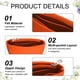 thumbnail image 3 of Inserto organizador de bolso Uxcell, organizador de mano de fieltro pequeño, almacenamiento de mini bolsa y forro interior con cremallera para mochila chic, tote y bolsas de hombro, naranja, 3 of 6