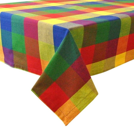 Vivid Summers Colorful Checkered Square Table Cloth 52" x 52