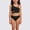 Black, variant on Girls Two Piece Swimsuit Solid Color Cut Out Tankini Set for Summer Beach and Pool Play