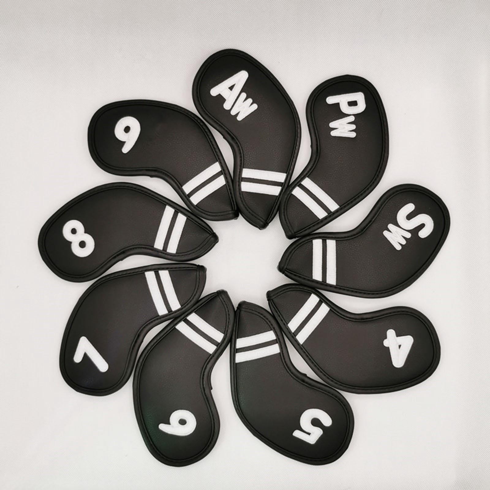 QccHieUs 9 Pcs Golf Club Head Covers, Mallet Putter Covers, Men's Protector, Premium black