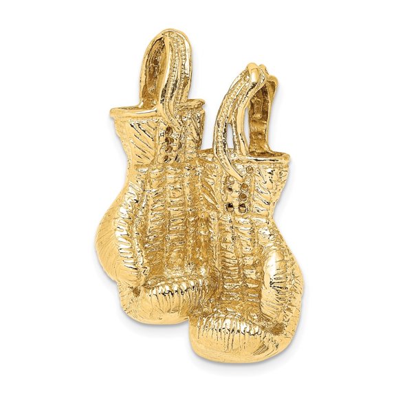 Auriga 14k Yellow Gold 3-D Textured Double Boxing Gloves Slide (Length - 39.6 mm, Width - 21.5 mm)