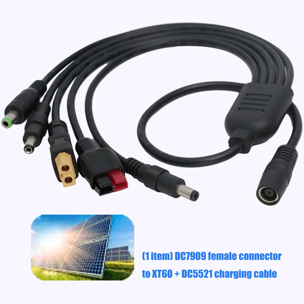 Bend Solar Charging Cable DC7909 Female to 60 DC5521+DC5525+DC6530 Power Cable for Frequent Use Longevity