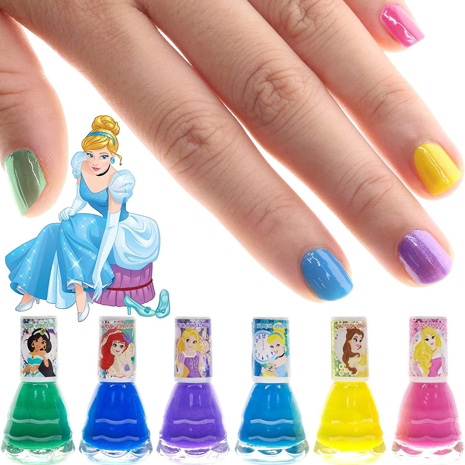 Disney Princess - Townley Girl Castlebox Non-Toxic Peel-Off Nail Polish Set for Girls, Opaque Colors, Ages 3+ - 18 CT - image 4 of 10