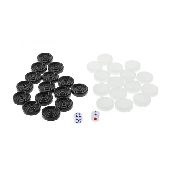 32Pcs/pack Backgammon Pieces, 33mm Plastic Black White Backgammon Checkers Pieces Checkers Set Staunton Chesses