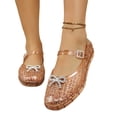thumbnail image 4 of Samdudou Dress Shoes for Women Closed Toe Glitter Bowknot Embellished Mary Jane Jelly Flats Cutout Breathable Strap Slip On Summer Beach Party Casual Elegant Footwear, 4 of 9