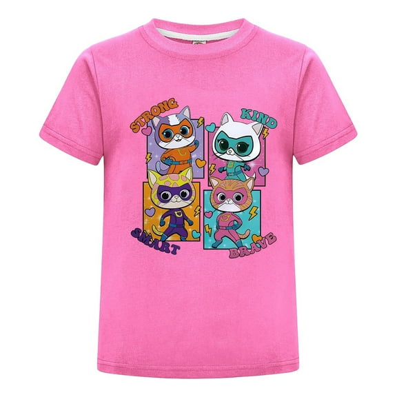 Super Cat Tee for Children T-Shirt – Kids Boys Girls Short Sleeve Shirt – Soft Cartoon Print Top – Summer Birthday Gift – Playwear T-Shirt