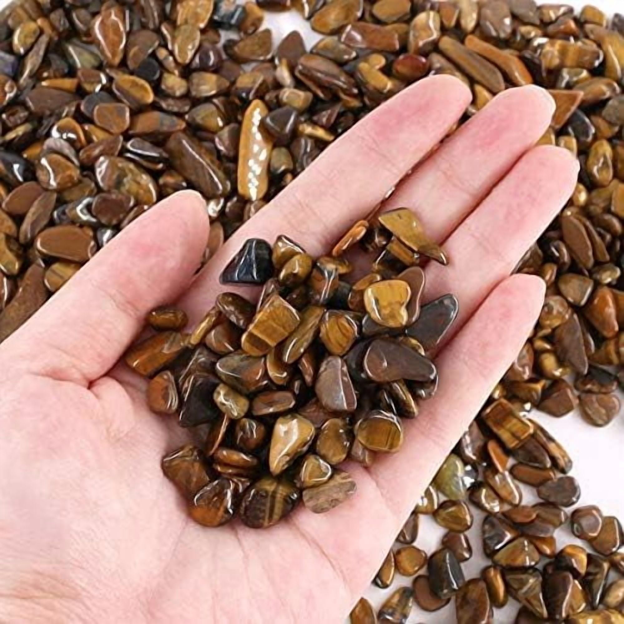 Decorative Rocks, 1 Lb/460g (Fill 0.9 Cup) Tiger's Eye Stones Irregular Gem Pebbles Quartz Gravel for Aquarium Turtle Tank Decoration/Succulent Plants Ornament/Flowerpot Vase Landscape