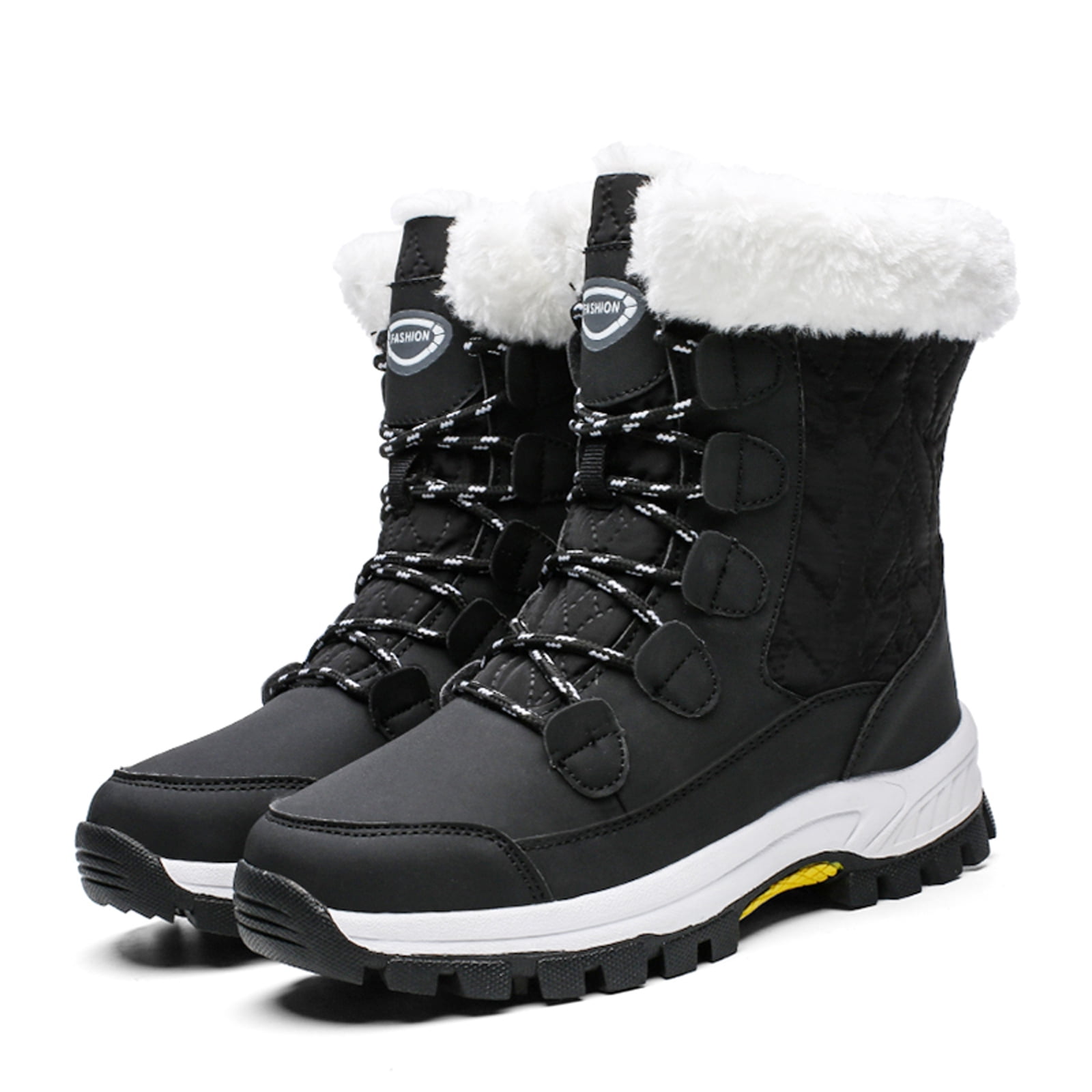 Womens Winter Snow Boots Waterproof Shoes Walking Comfortable Hiking Tennis Booties Furry Mid Calf Warm Lightweight