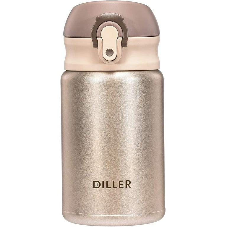 Diller Thermal Water Bottle - 10 Oz Mini Insulated Stainless Steel Bottle,  Leakproof Cute Vacuum Flask, Perfect for Purse or Kids Lunch Bag, 12 Hours