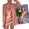 thumbnail image 5 of Diconna Robe Féminine, Couleur Unie Profonde V-Cou Sans Manches une Pièce Robe de Glissement, 5 of 5