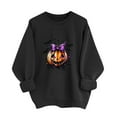 thumbnail image 4 of Women's Halloween Pumpkin Face Long Sleeve Sweatshirts Lightweight Casual Round Neck Pullover Tops 2025 Fashion, 4 of 6
