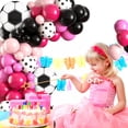 thumbnail image 4 of Kit de arco con forma de guirnalda de globos GRESATEK para fiesta de fútbol, negro y rosa intenso, 4 of 7