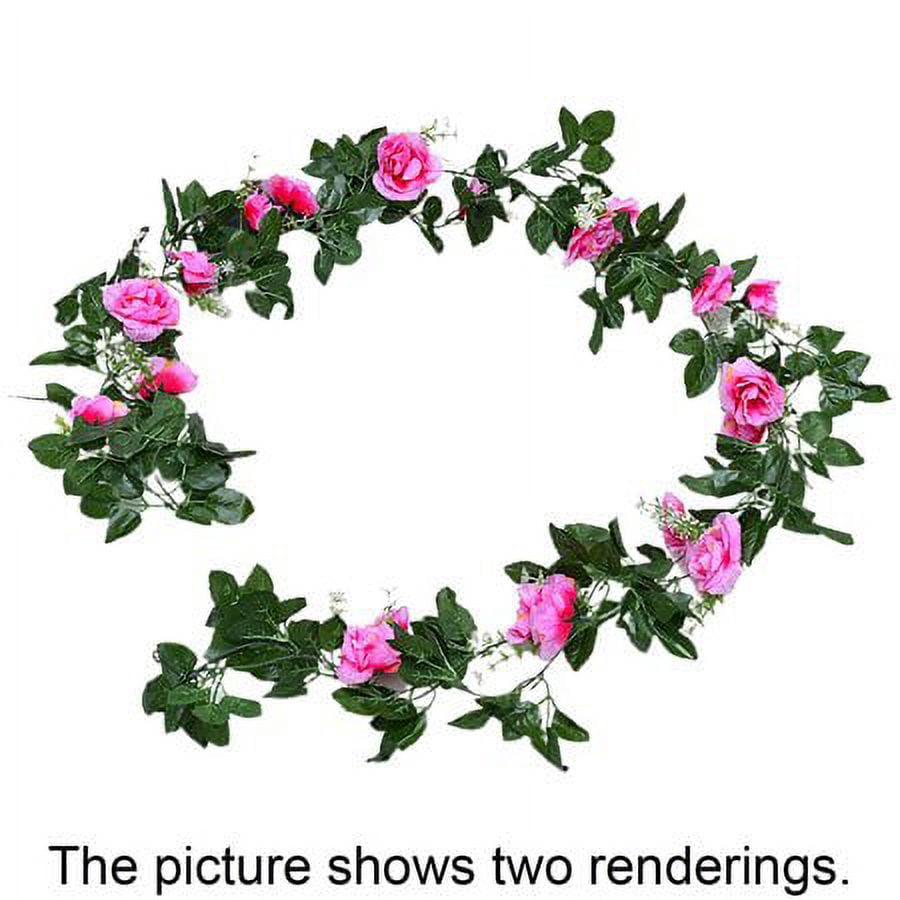Morttic 7 Feet Fake Rose Vine Flowers Plants Artificial Flower Hanging Rose Ivy Home Hotel Office Wedding Party Garden Craft Art Decor (Rose Pink ,4pcs)