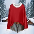 thumbnail image 2 of Nxznwn Womens Merry Christmas Sweatshirts Faux Trim Crewneck Shirts Funny Xmas Long Sleeve Holiday Pullover Tops, 2 of 6