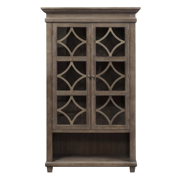 Martin Furniture Carson Glass Display Cabinet Door Wood Bookcase Storage Gray
