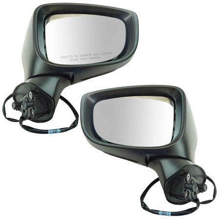 TRQ Exterior Power Mirror Black Smooth LH Driver RH Passenger Pair for Mazda 3 MRA04333