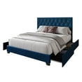 thumbnail image 4 of Home Design Sheffield Full Tufted Upholstered Storage Platform Bed Frame with Diamond Button-Tufted Headboard and Four Under-Drawers, Blue, Easy Assembly, 4 of 6