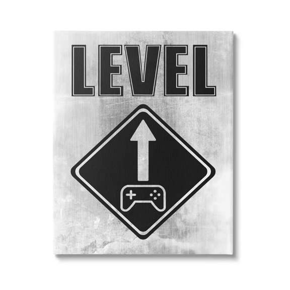 Stupell Industries Level Up Gaming Symbol Sign Graphic Art Gallery Wrapped Canvas Print Wall Art, Design by Marcus Prime