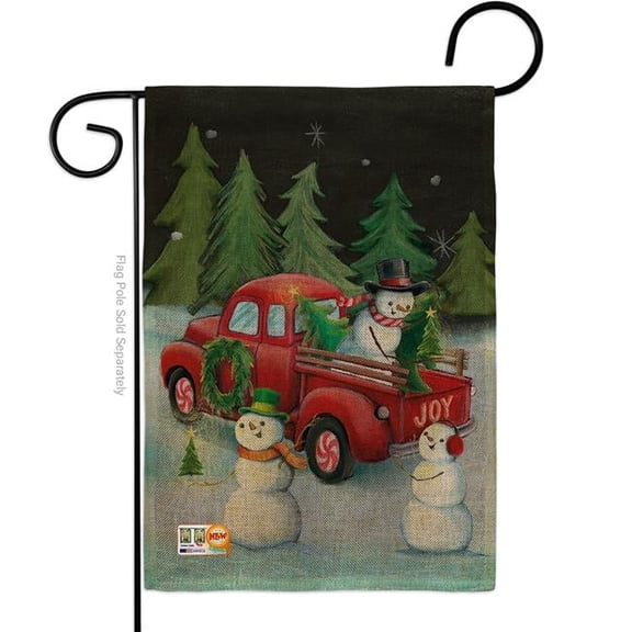 Breeze Decor BD-XM-G-114208-IP-DB-D-US18-WA 13 x 18.5 in. Picking Christmas Tree Burlap Winter Impressions Decorative Vertical Double Sided Garden Flag