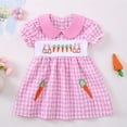 thumbnail image 5 of Tisuna Girls Easter Summer Dress Toddler Plaid Bunny Print Short Sleeve Crew Neck Dresses Elegant Breathable Girls Festival Party Dress Pink Size 12-18 Months, 5 of 8