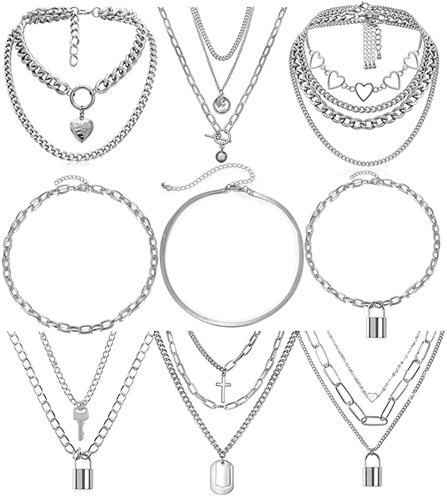 6-9 PCS Chain Necklace Egirl Men Male 