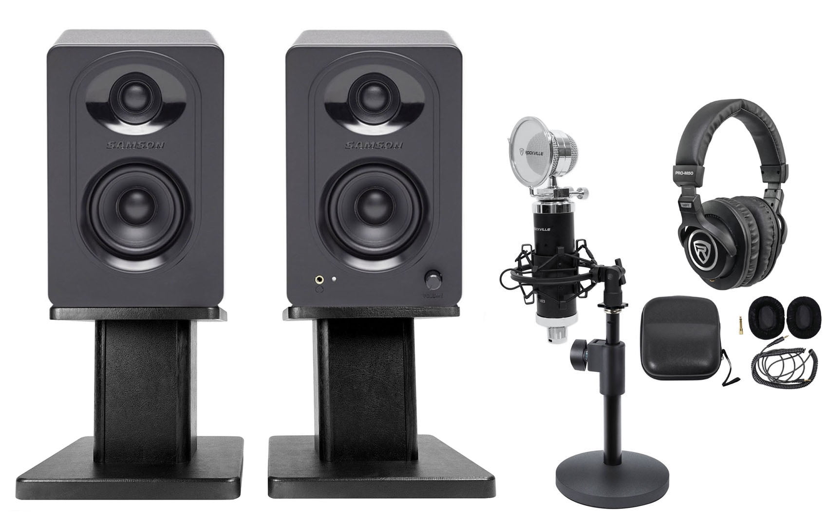 Samson Studio Monitors Desk Stands Recording Mic Headphones 4