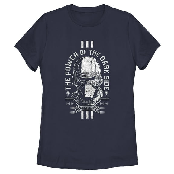 Women's Star Wars: The Rise of Skywalker Cracked Kylo  Graphic Tee Navy Blue Small