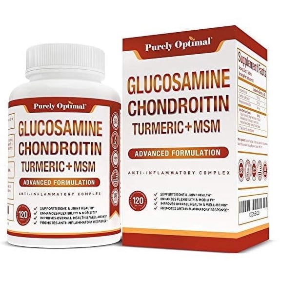 Purely Optimal Glucosamine Chondroitin MSM Supplement with Turmeric & Boswellia 120 Tablets
