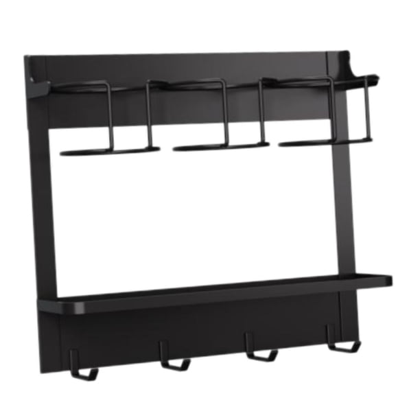 Organizador de Botellas BLESIY Estante Grande de Metal Negro con 3 Tazas