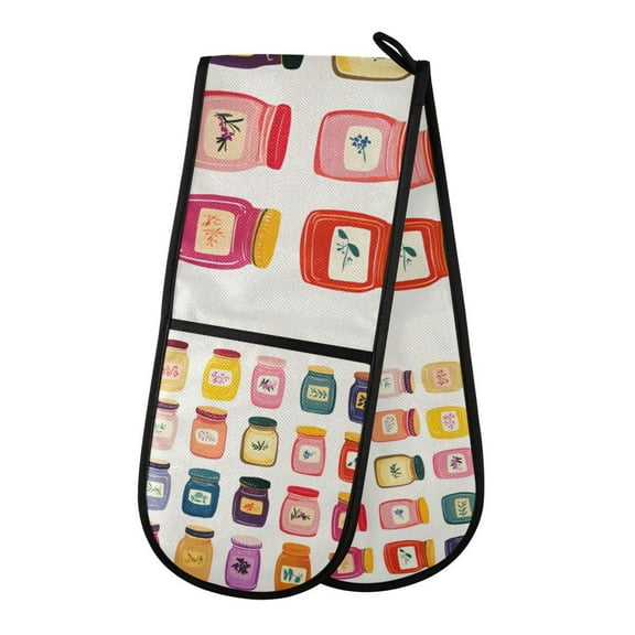 Yayeee Double Oven Mitt Kitchen Heat Resistant Baking 35" x7" Quilted Glove, Orange Jar