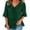 Green, variant on Women Summer Casual V Neck Blouse 3/4 Sleeve Chiffon Tops Front Tie Bow Frill Hem Loose Fit Office Work Business Casual Shirts Solid Color Elegant Flowy Pullover Top