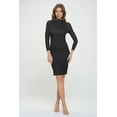 thumbnail image 4 of Women's Long Sleeve Midi Cocktail Bodycon Dress, Stretchy Ribbed Knit, High Neck(Black 3X Plus Size), 4 of 6