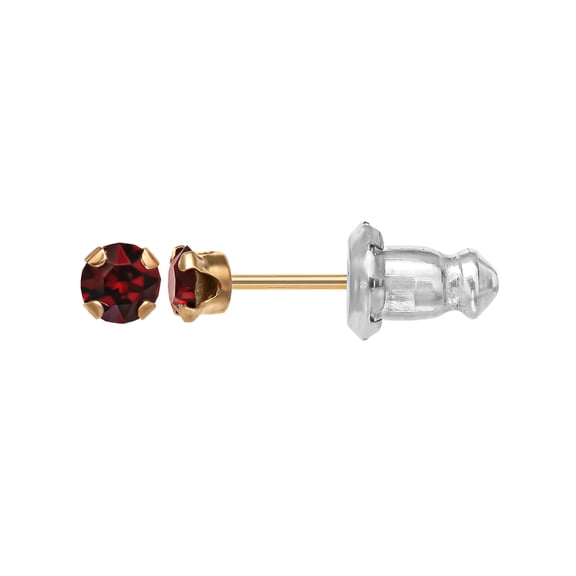 Brilliance Fine - Girl’s/Tween 14K Yellow Gold February Crystal Stud Earrings